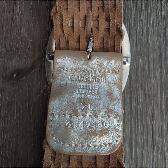 Calvin Klein Woven Tan Belt with Silver Buckle - Picture 3 of 7